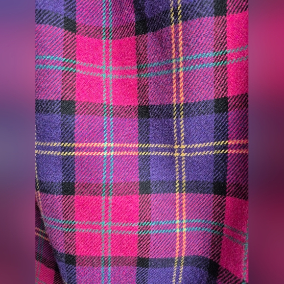 Vintage Plum Tree Canada Pink & Purple Plaid Wool Blend Midi Pencil Skirt - Picture 5 of 8
